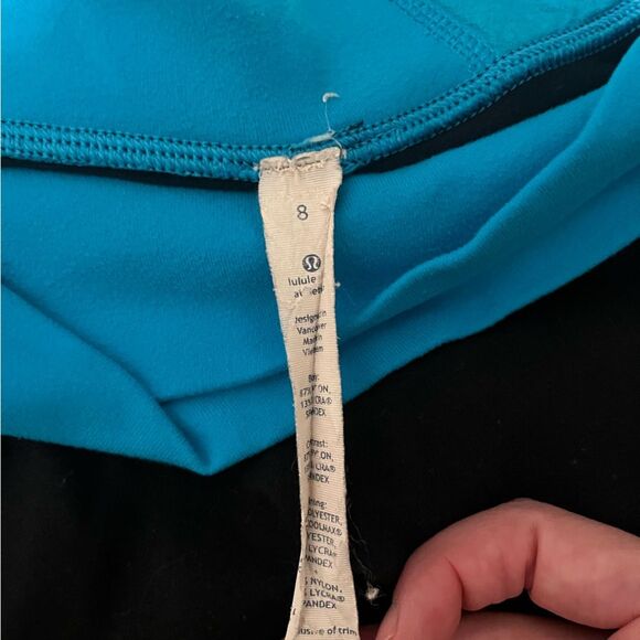 Lululemon Athletica Astro Wunder Under Crop Leggings Black/Blue/White Size 8 - Picture 7 of 7